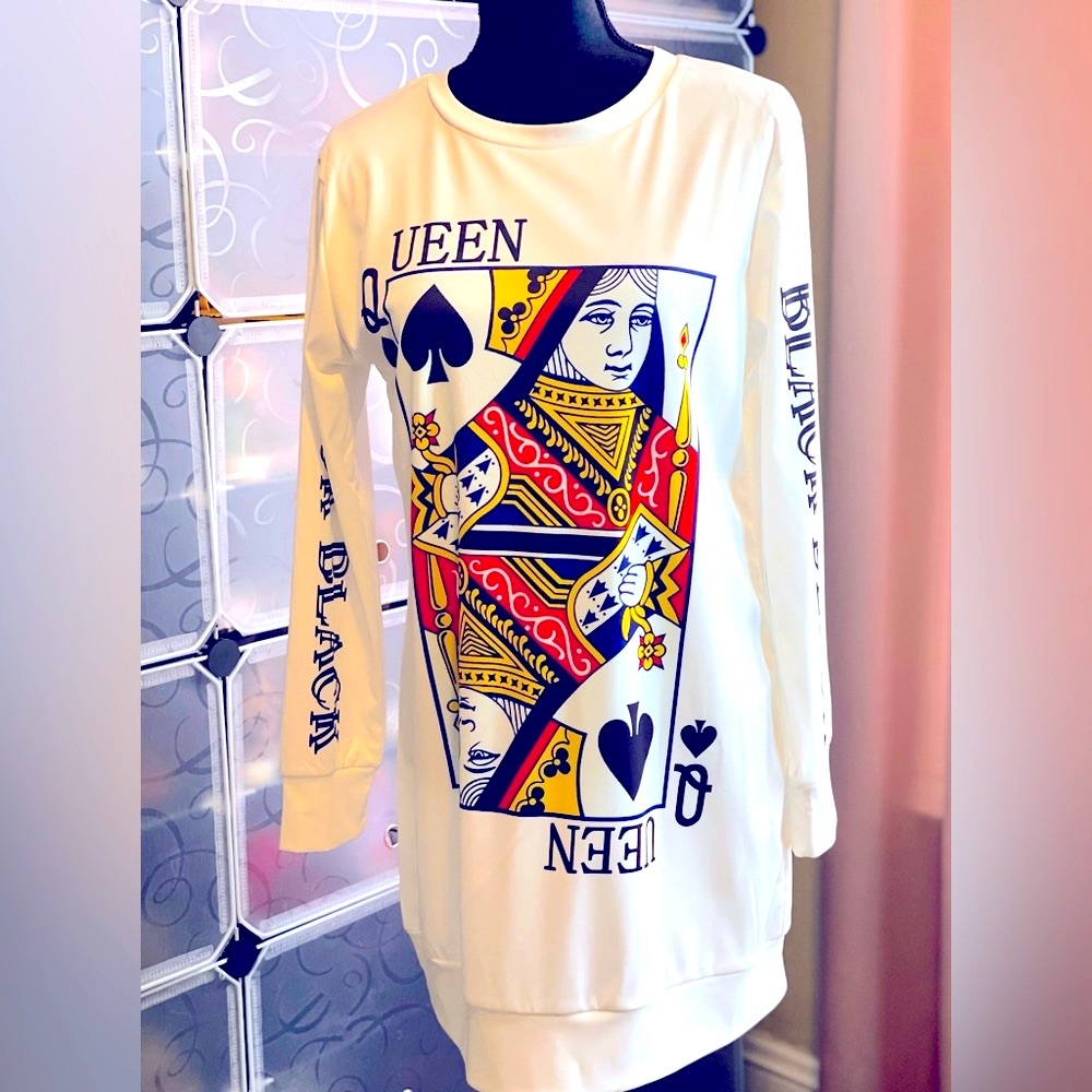 Queen of Spade Long Sleeve Shirt Dress